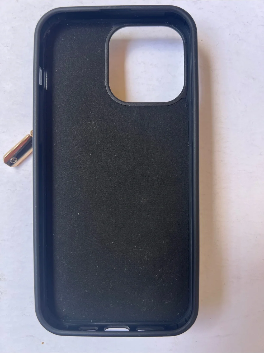 Black Leather Zipper Wallet Phone Case with Gold Accent